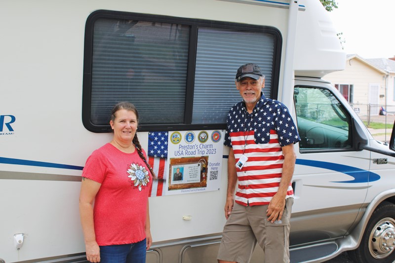 Photo by Shawn WhiteBridget Bagley (left) and Hogan Hilling (right) standing in front of Hilling’s RV right before leaving to leave the charms in all 50 states.