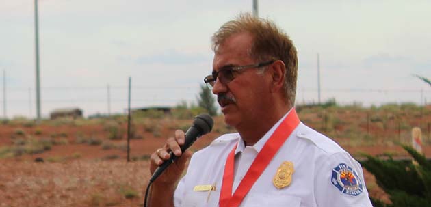 Photo by Shawn WhiteFire Chief Michael Duran made his first public appearance in Winslow as Fire Chief at the 9/11 memorial earlier this month.