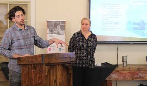 Photo by Shawn WhiteAnthony Mancini (left) and Allison Hephner (right) from Arizona Complete Health gave a presentation about the mental health resources offered the community to the business leaders at Good Morning Winslow.