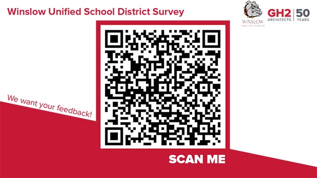 Provided by GH2 ArchitectsThis QR code can be scanned by the camera of a cell phone and from there it will take users to the GH2’s school improvement survey.
