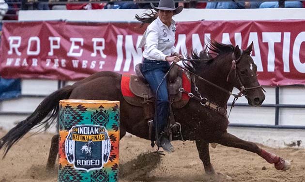Photo by Randy PerezTara Seaton of Dilkon and her horse Wag Rez Rocket earn top slot competing in the Indian National Finals Rodeo in Las Vegas.