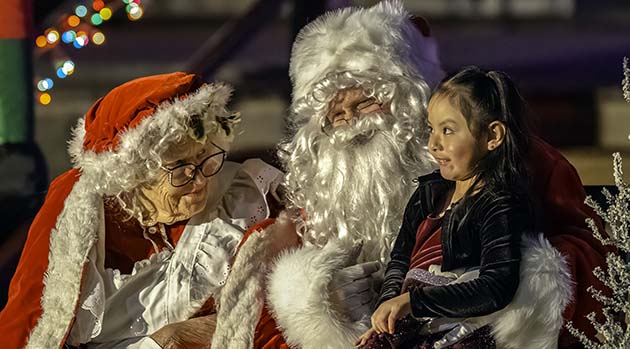 Photo by Richard LarsonThe 16th Annual Santa Train came to Winslow last week and was an exciting event for all in attendance. Goodie bags were given to all the girls and boys if they visited Santa or if they drove-up. Santa and Mrs. Claus were on hand, and Sandra Knight and her team created a colorful light filled festive evening for Winslow.
