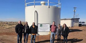 Photo by Linda KorPictured are (left to right) Rich and Vikki Church, owners of Southwest Tank and Steel, Holbrook Water/Wastewater Supervisor Daniel Gabaldon, City Manager Randy Sullivan, Code Ordinance Enforcer Barbara Blythe and Mayor Kathleen Smith.